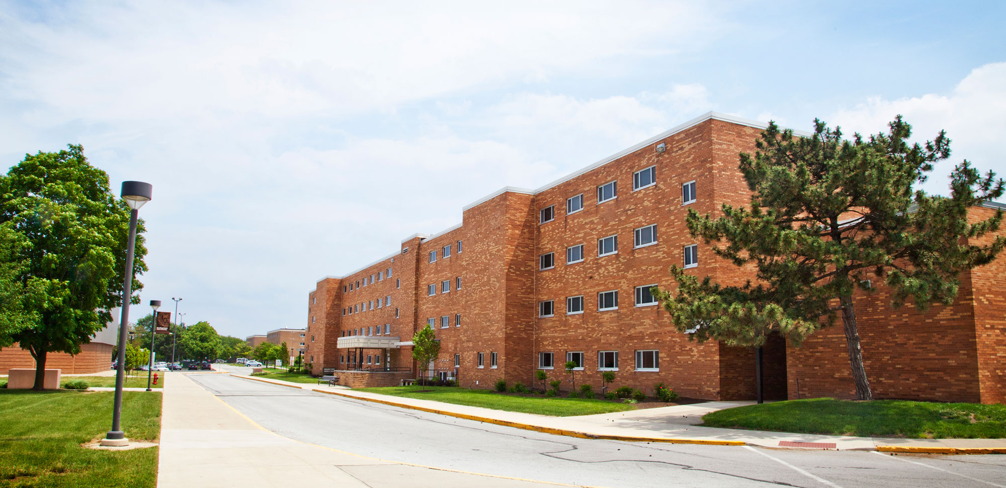 Exterior Image of Conklin Hall on a sunny day.