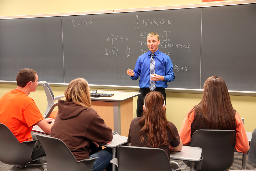 Student teaching a class