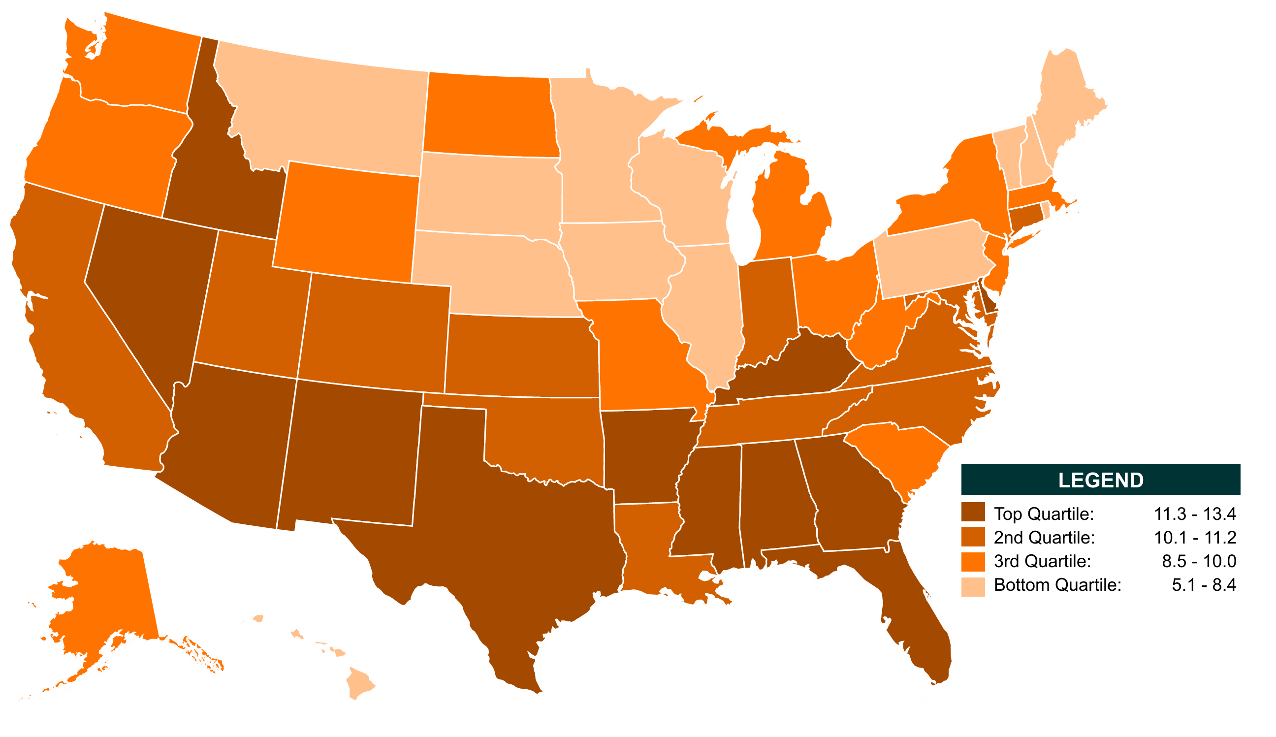 Figure 4. Geographic Variation of Women’s Gray Divorce Rate, 2017 