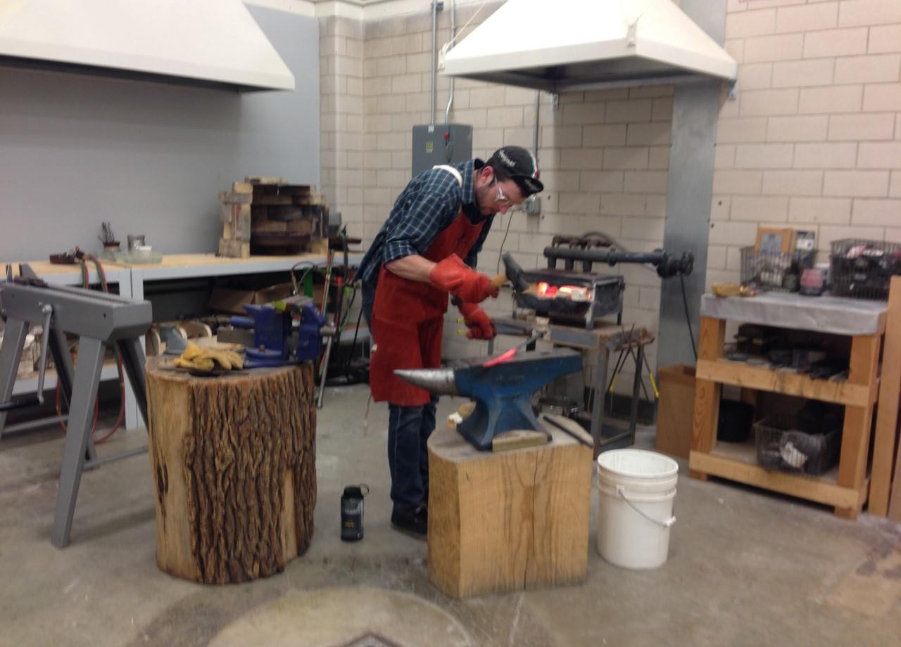 Jewelry and Metals student working in the studio