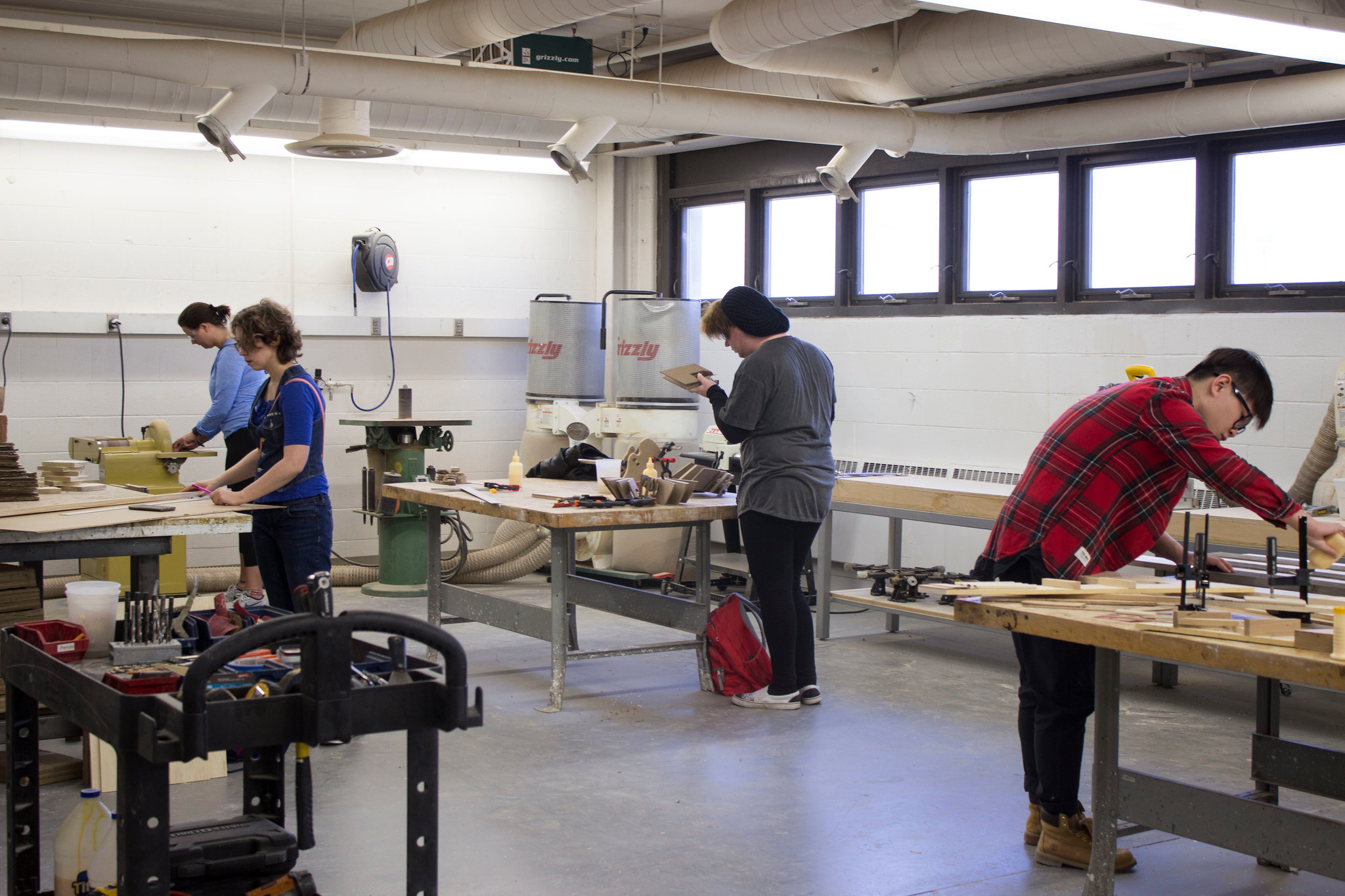 Students Working in the Wood shop