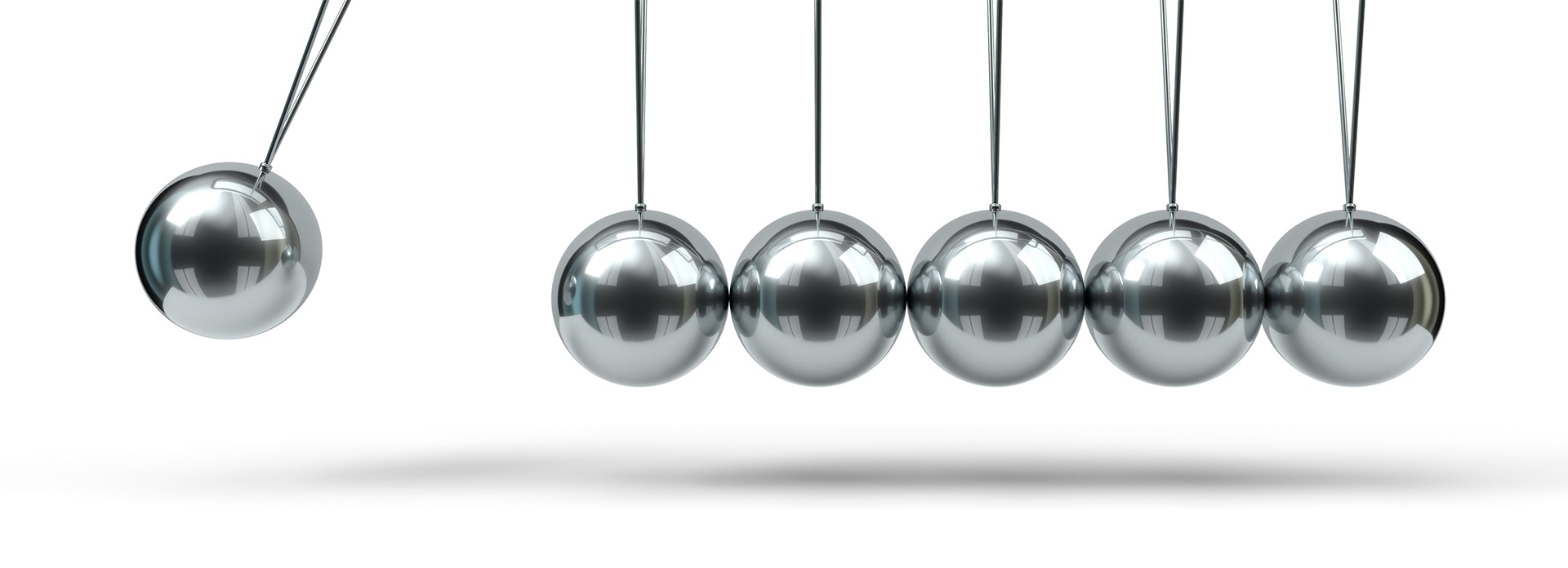 Newton's Cradle with silver balls. 3d illustration