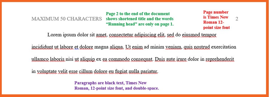 APA page 2 of a Running head example