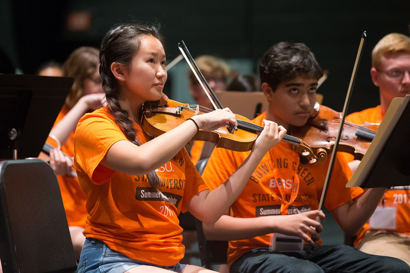 Students playing instruments