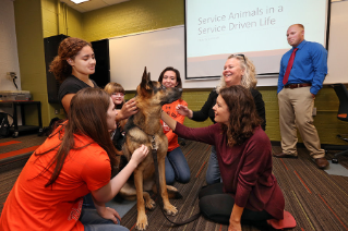Margaret Weinberger, a lecturer in sociology, tapped into her passion for animals for her seminar &#34;Animals in Human Lives&#34;, during her BGSU 1910 First Year Seminar class.