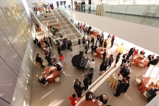 Guests at Bravo! BGSU enjoy an elegant and spirited evening of the arts, with performances and displays by University students throughout The Wolfe Center for the Arts.