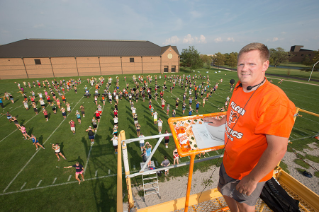 BGSU welcomes Dr. Michael King as band director for the Falcon Marching Band.