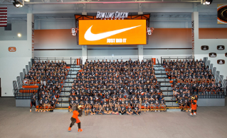 With all of the Falcon student-athletes in attendance  BG Director of Athletics Chris Kingston announced that the Falcons had come to an agreement with Nike to be its apparel and jersey sponsor.