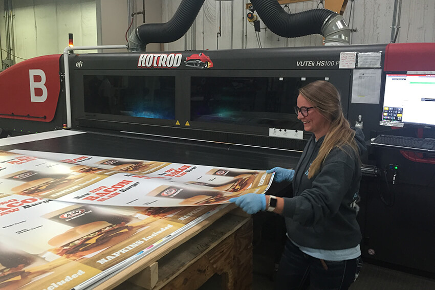 photo of student working in the packaging lab