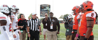 Class of 2017 member Chuck McCampbell ’59 flipping the coin at the Northern Illinois football game on Saturday