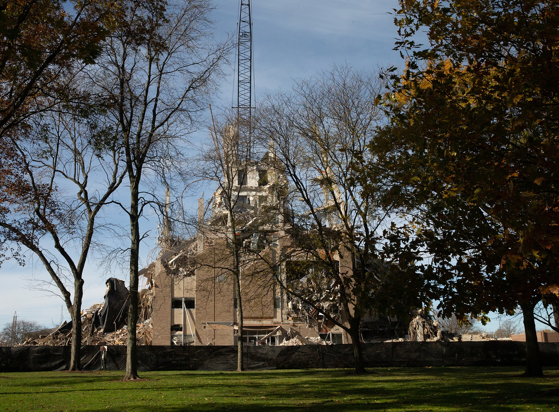 back of administration building almost completely demolished