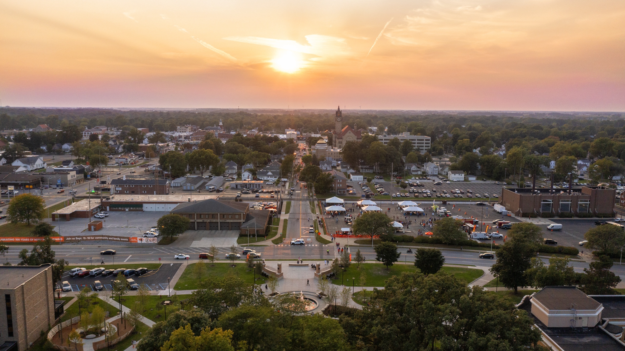 A view of downtown Bowling Green from the BGSU campus