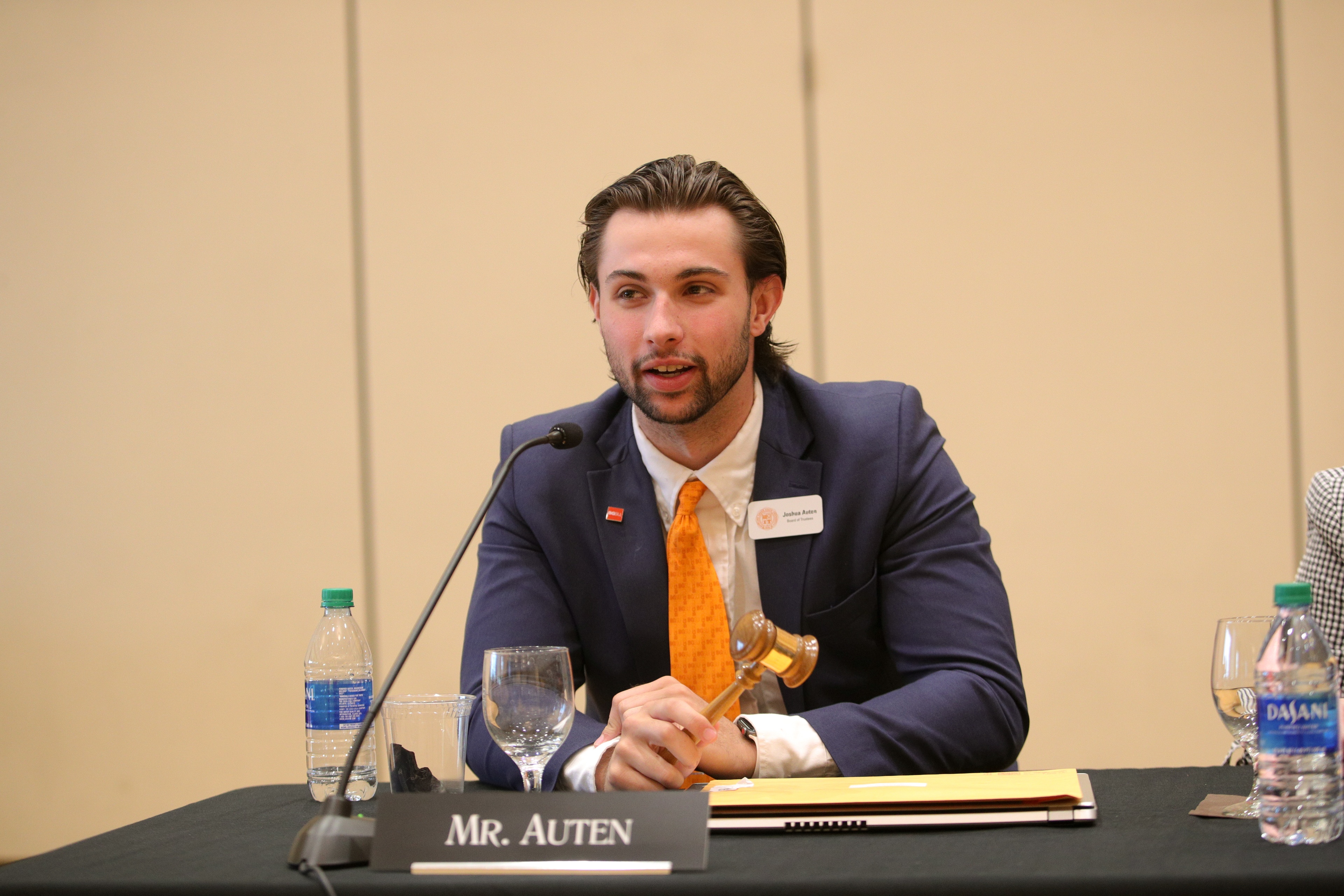 Joshua Auten at Board of Trustees meeting