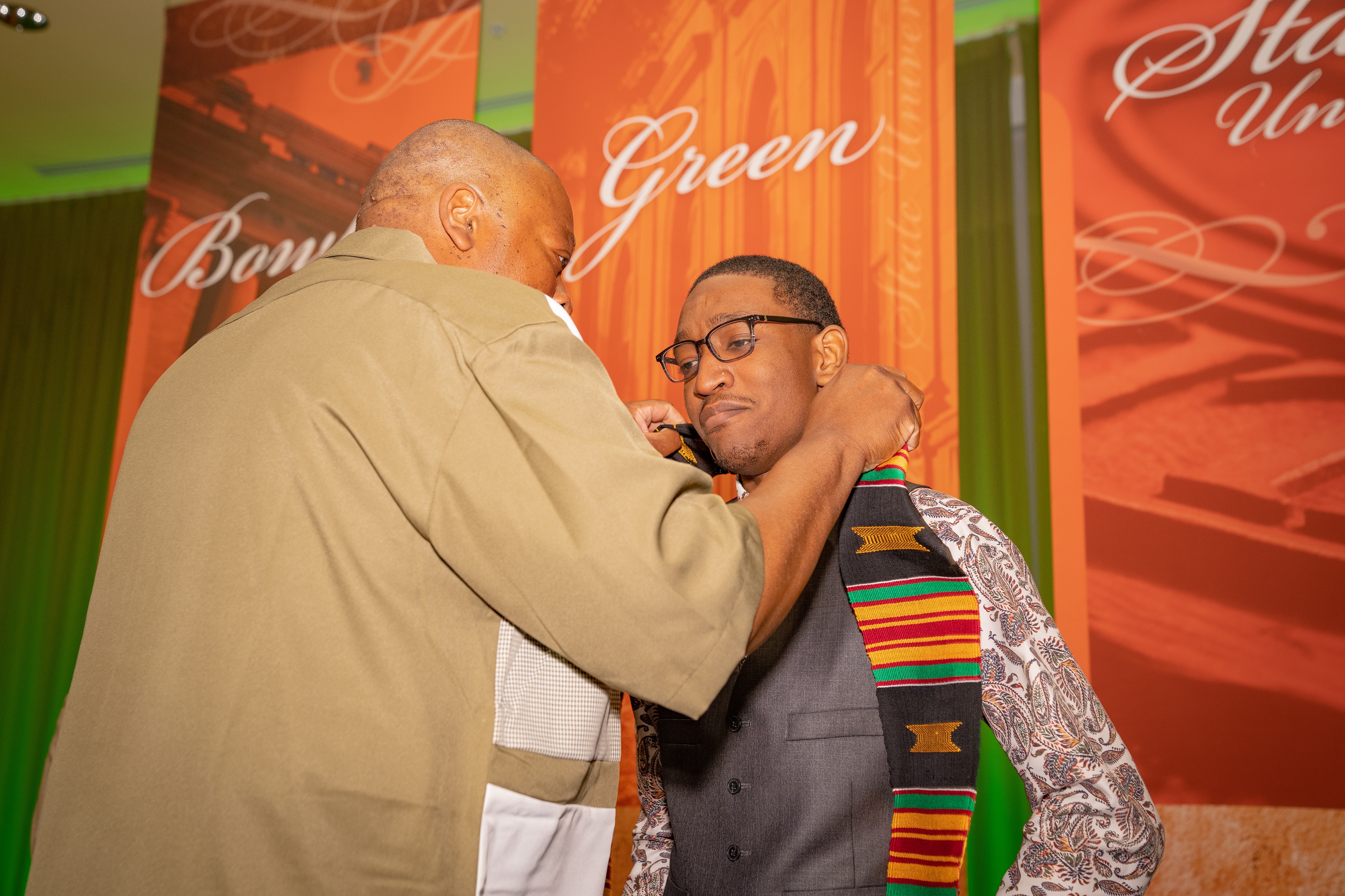 Malcolm Massey and his father at Black graduation