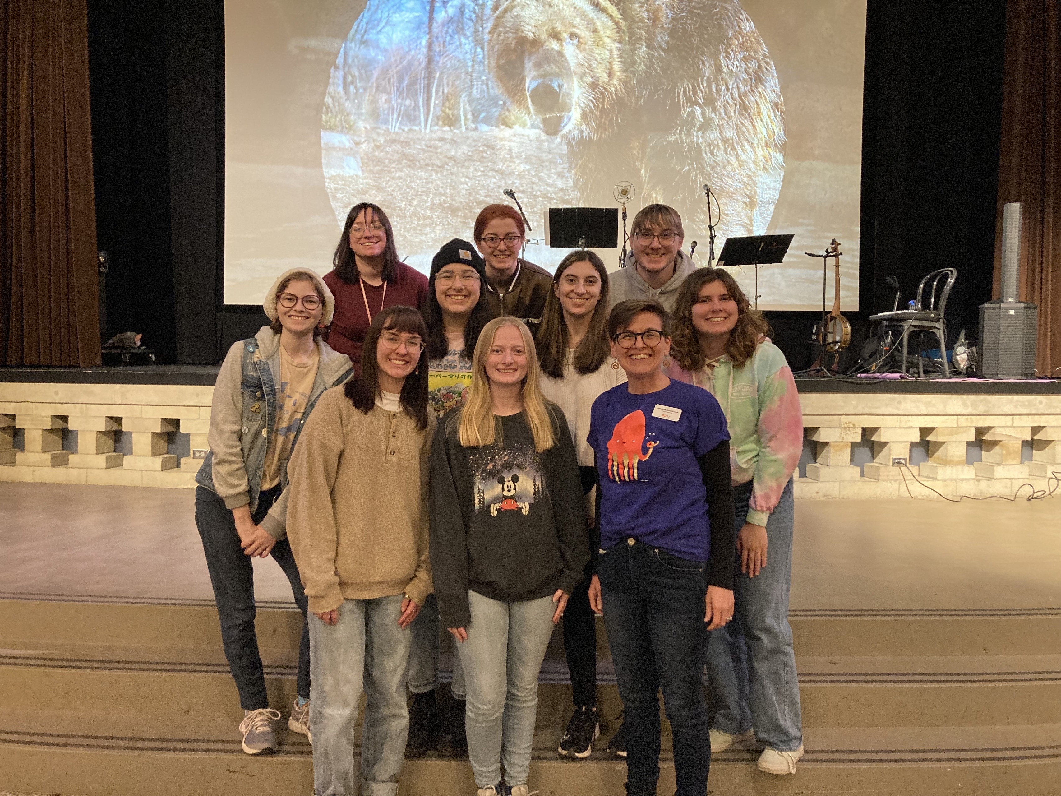 BGSU English students pose at the Toledo Zoo ProMedica Natural History Museum 