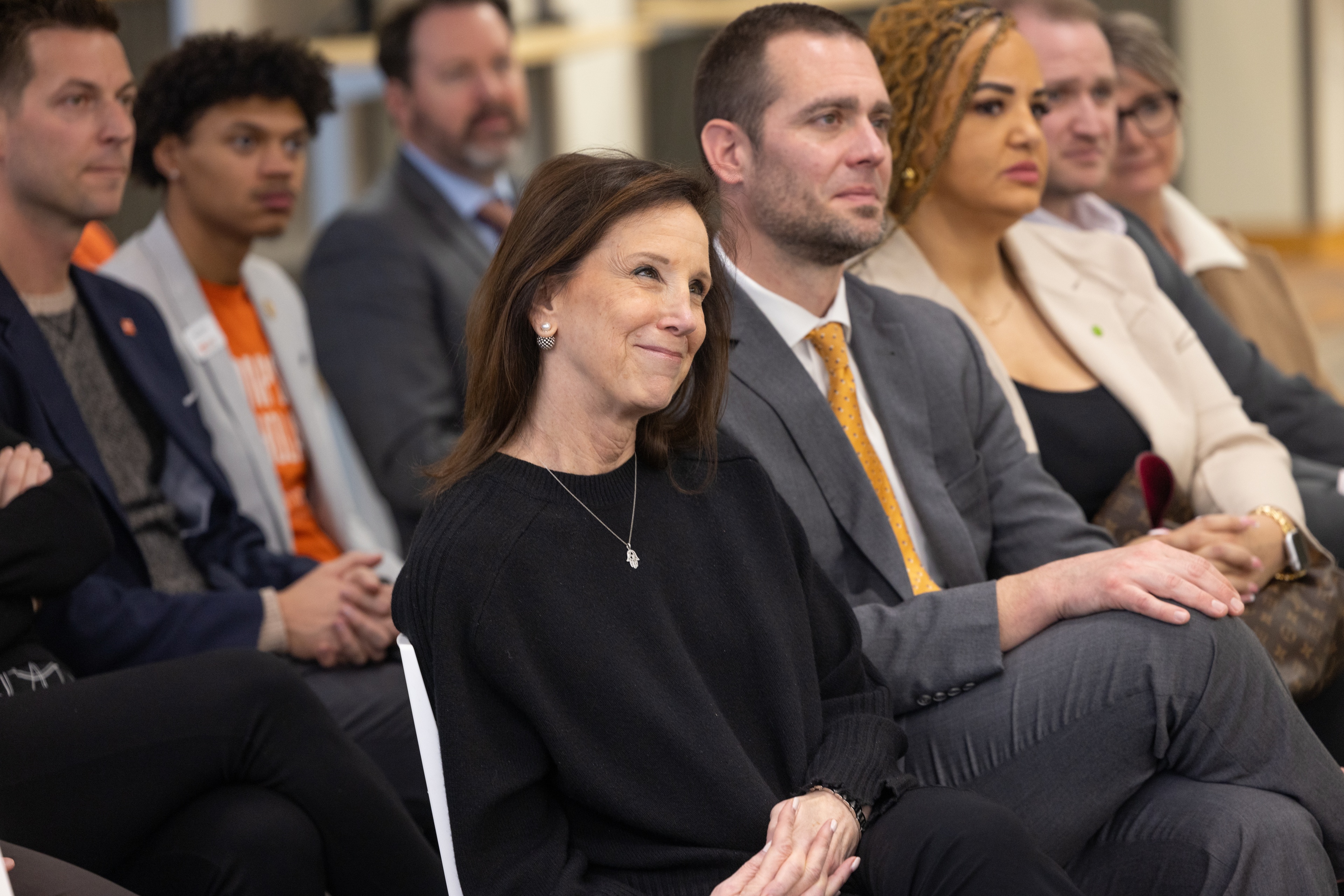 President of Huntington Bank's Northwest Ohio region Sharon Speyer smiles in the audience. 