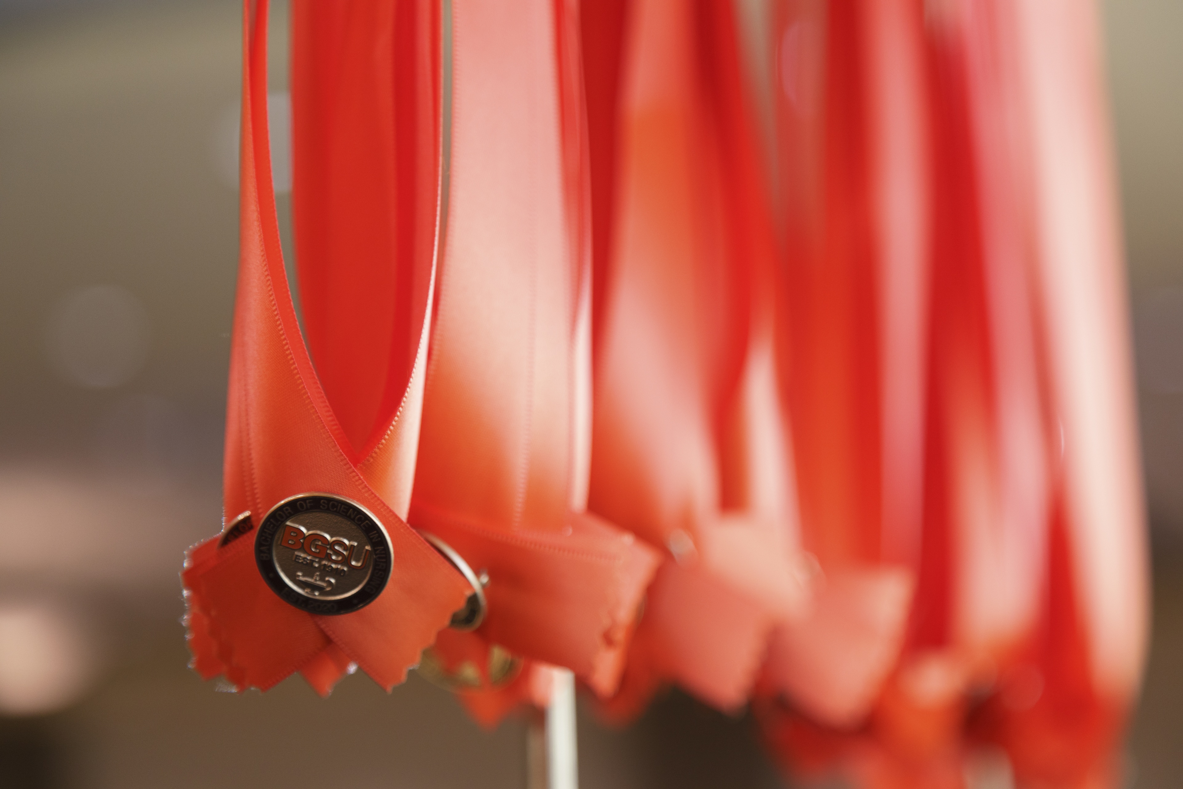 Nursing pins on orange sashes