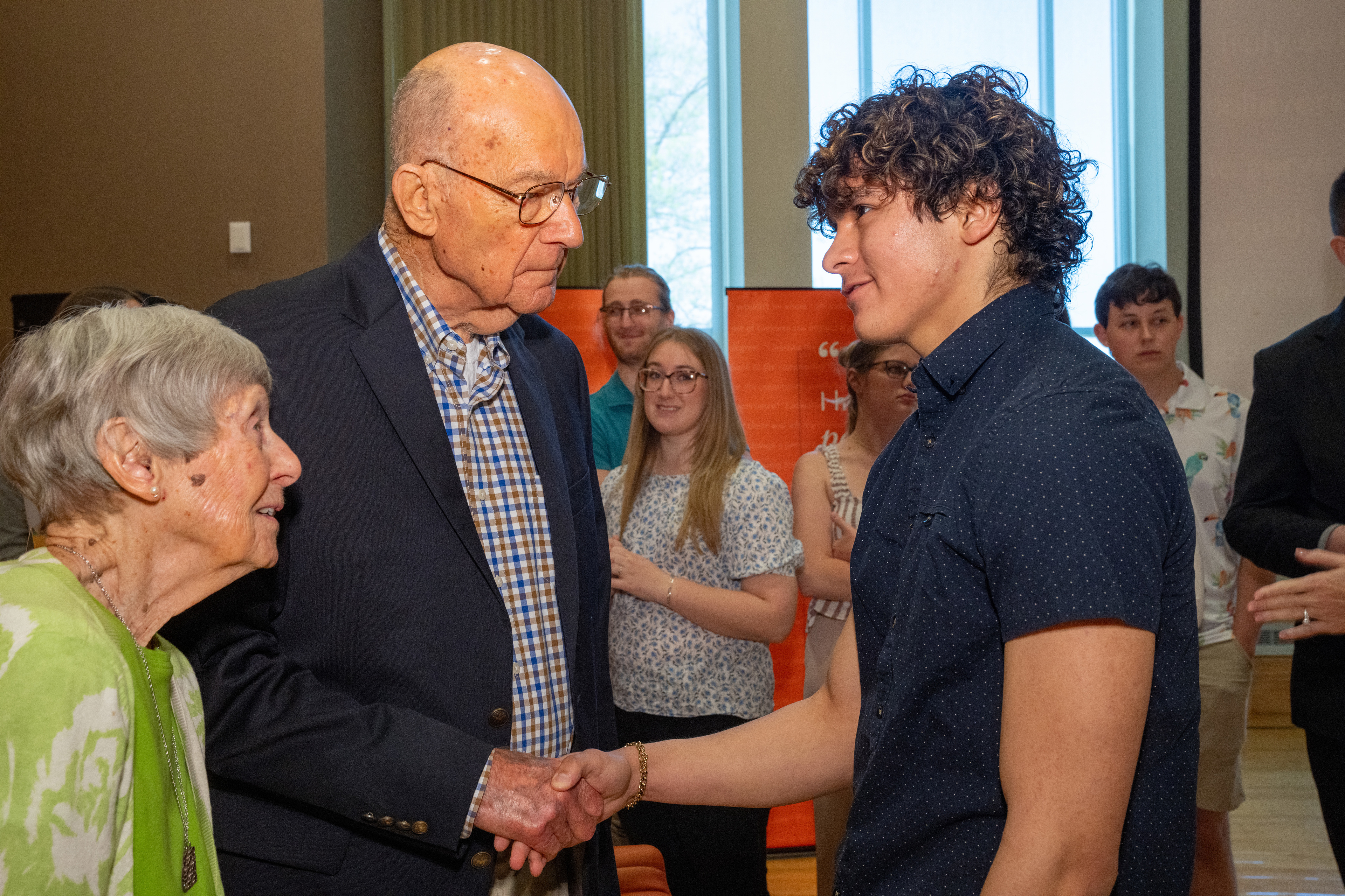 Table shows the BGSU Lifetime Achievement Award given to the Thompsons in 2016