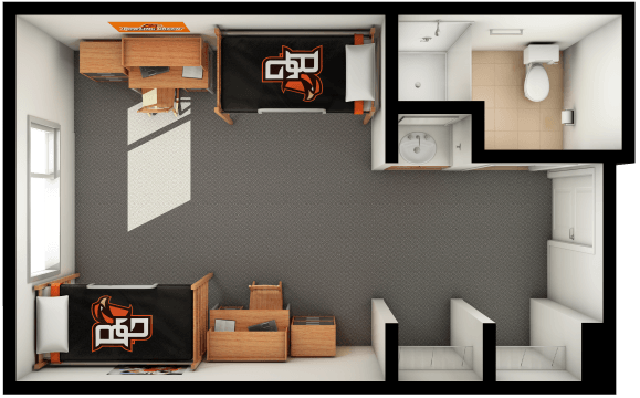 In-room Bathroom Layout