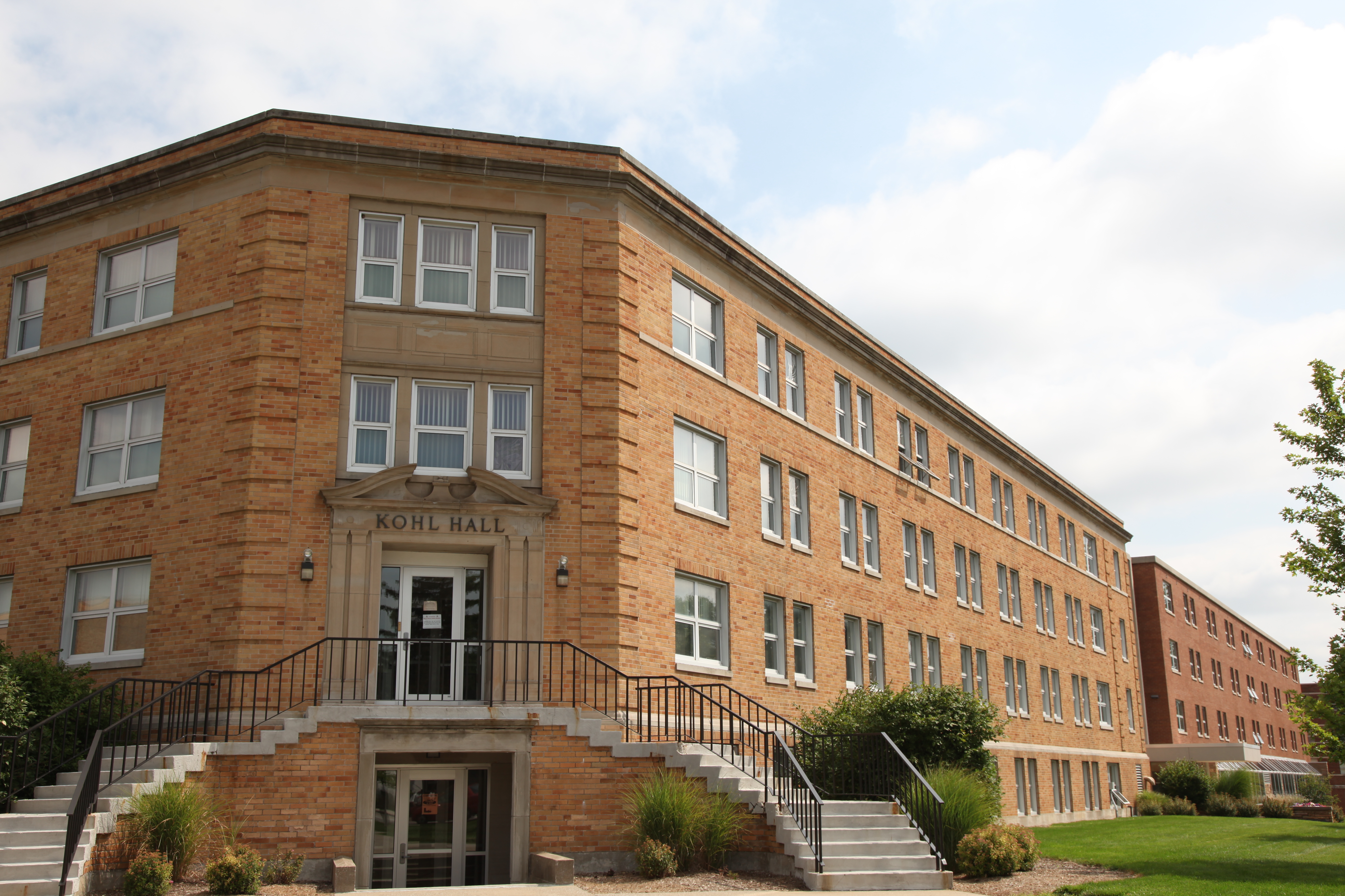 Exterior Image of Kohl Hall on a sunny day.