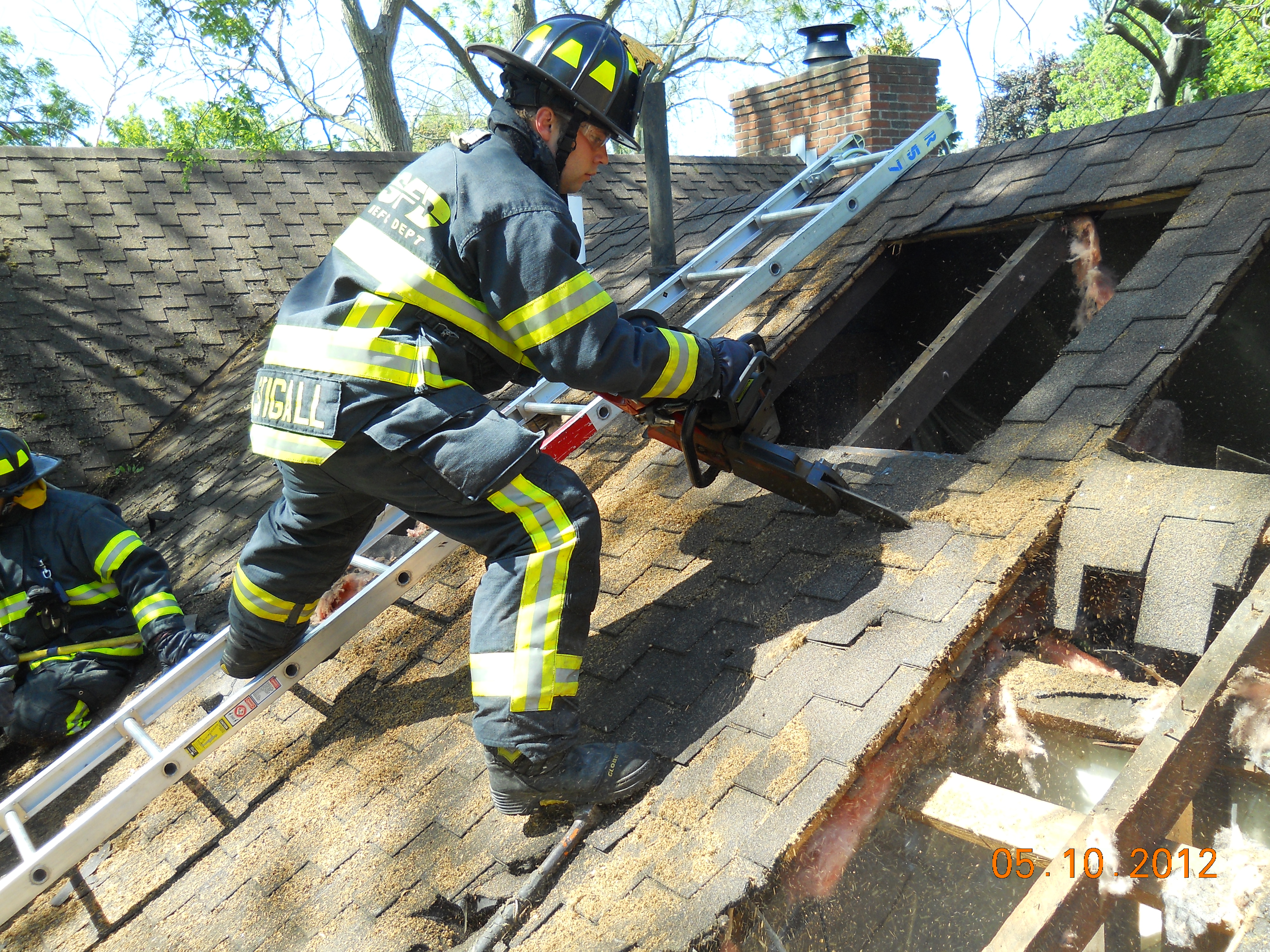 Firefighter on roof 