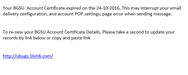 Fraudulent Email Example