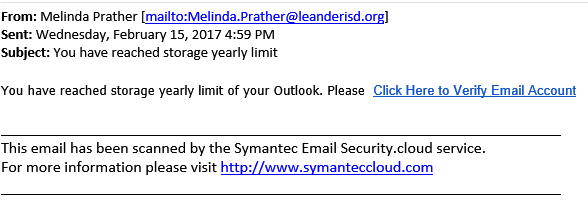 Fraudulent Email Example