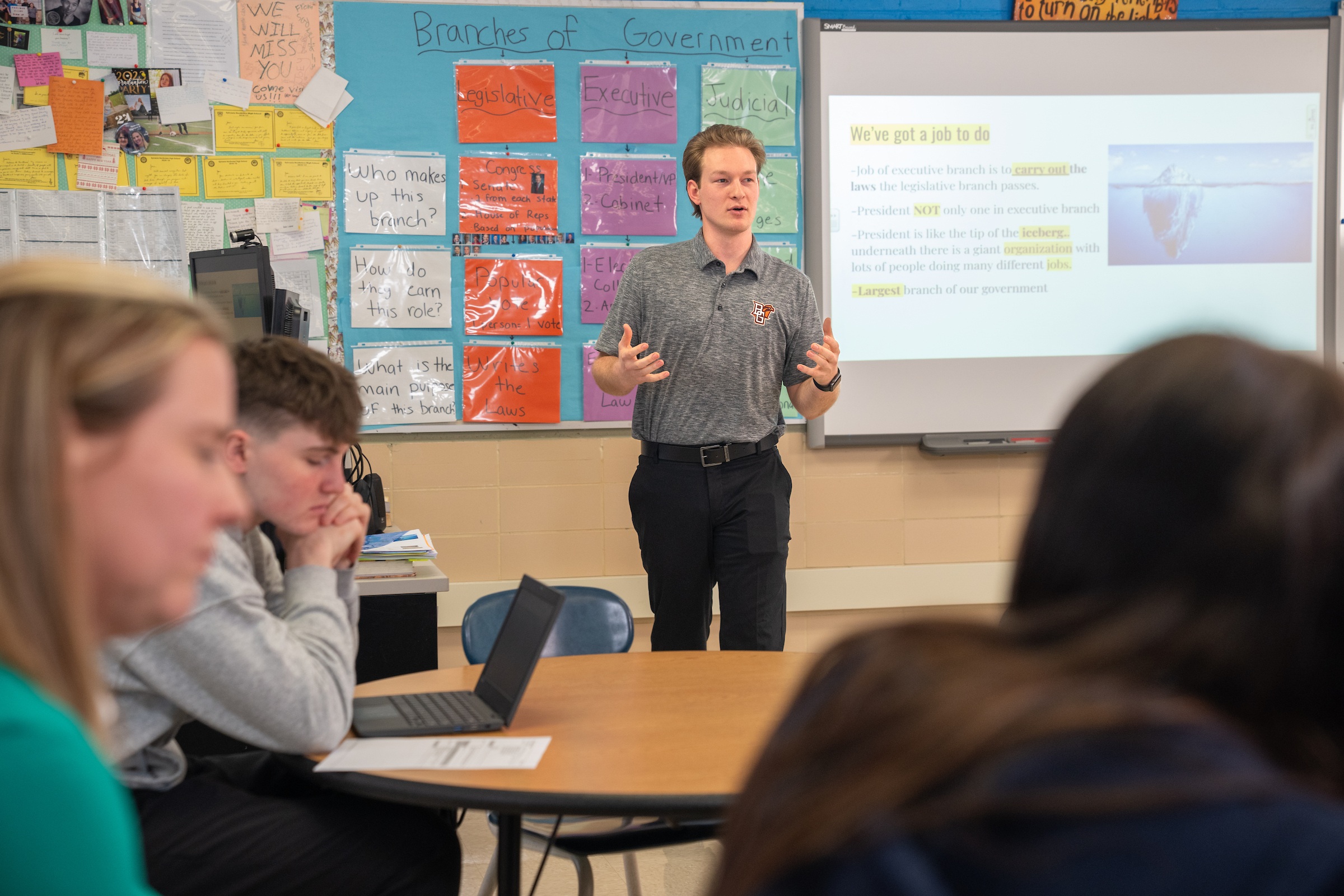 Teacher with young adult students