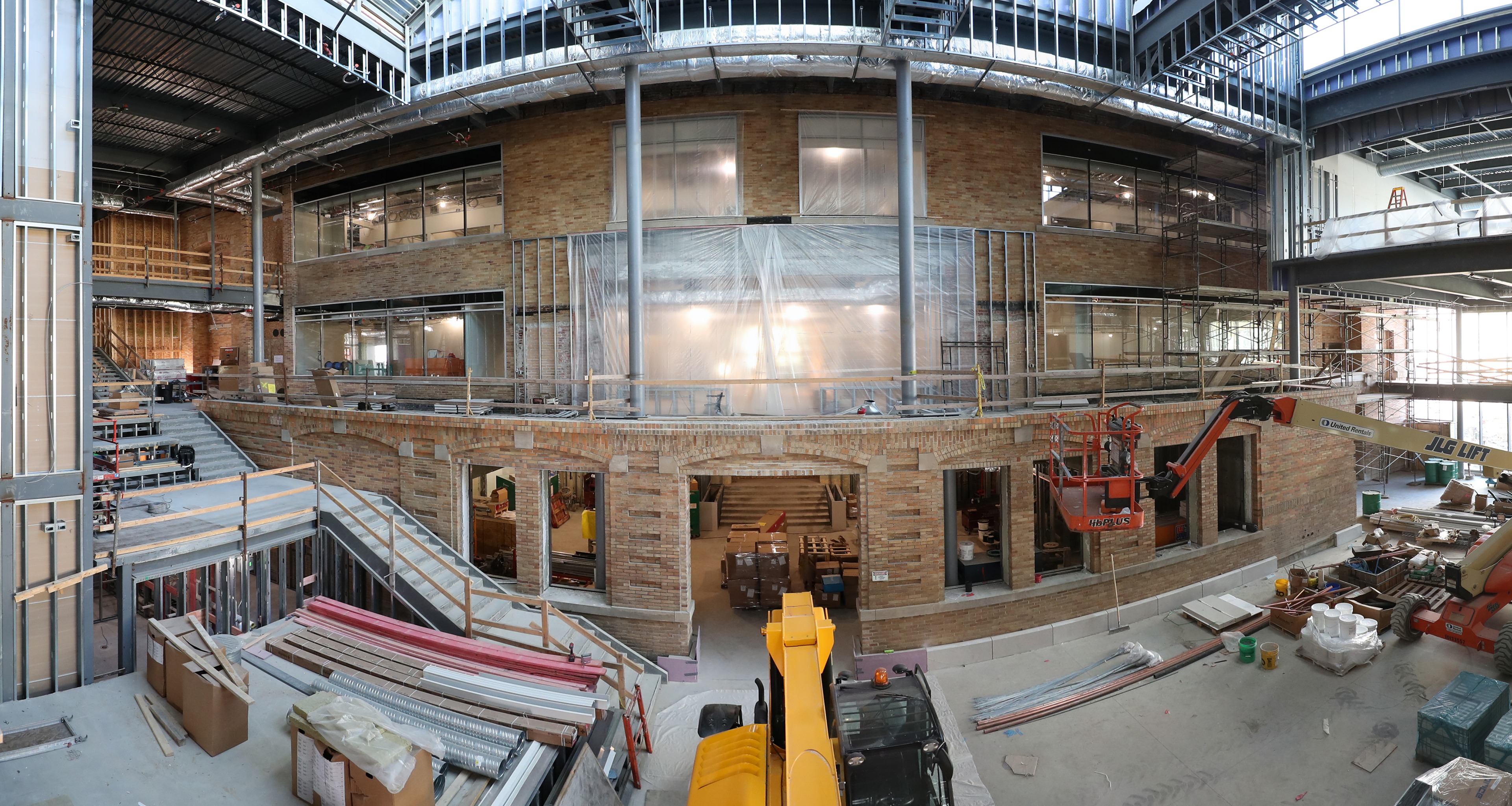Mid-construction image of the BGSU campus building project in the Allen W. and Carol M. Schmidthorst College of Business