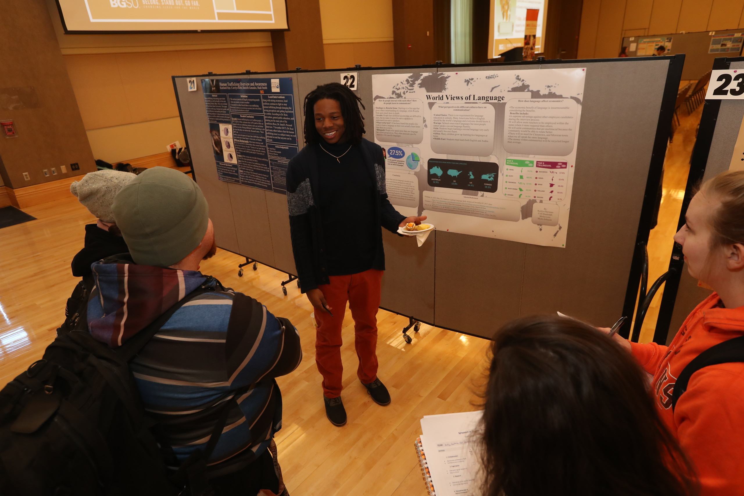 BGSU students present posters of their original research on diversity at a CURS event, including ethnic studies majors.