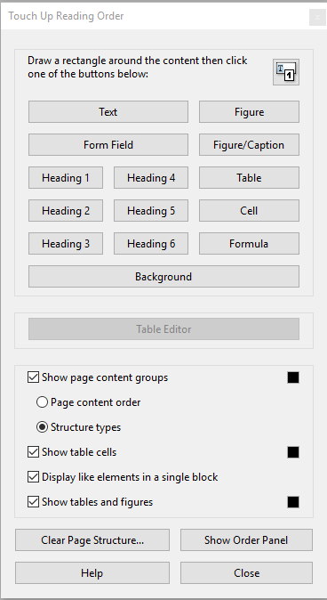 Touch-up Reading Order Tool