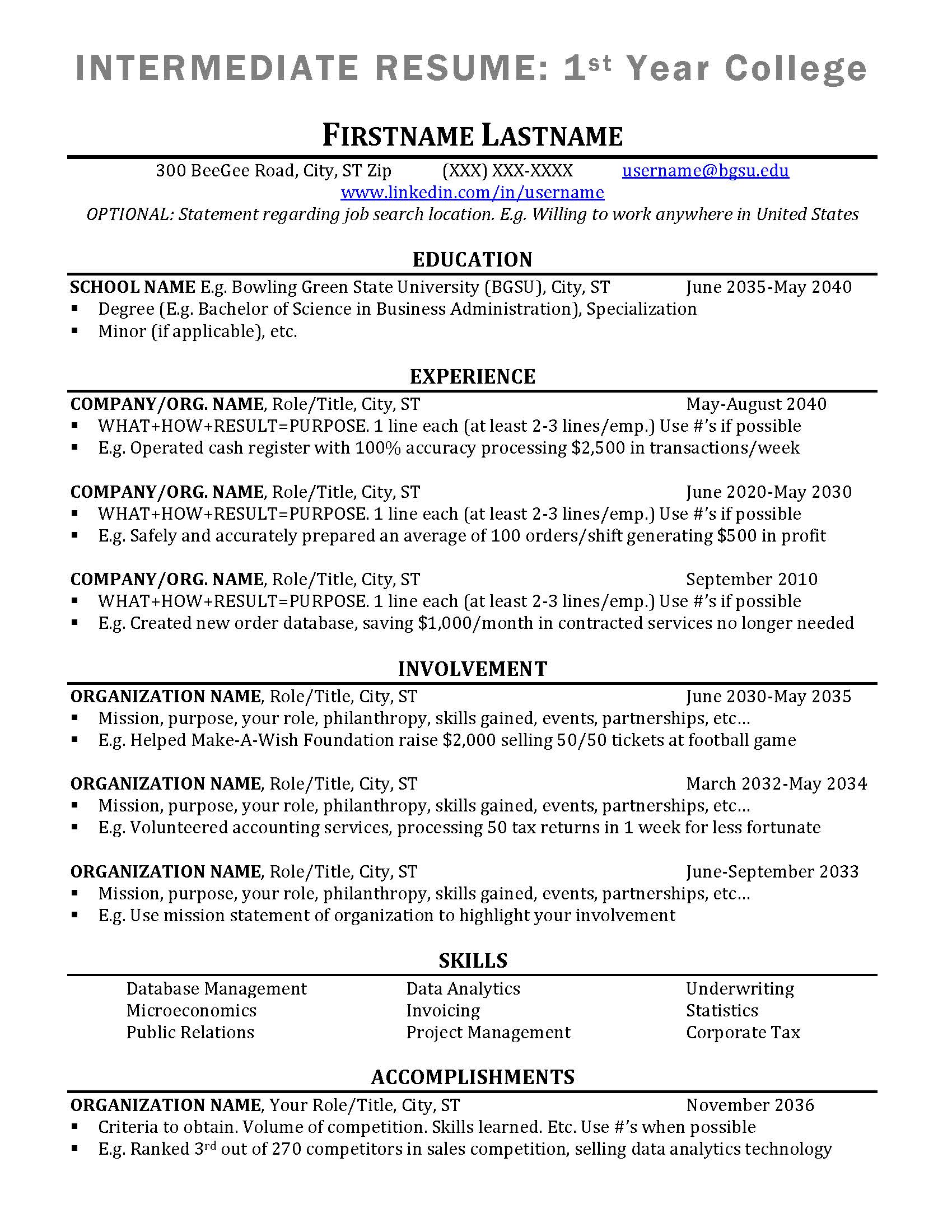 INTERMEDIATE-Resume-Outline-update