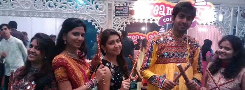 Soumya and her friends celebrating Diwali Mela