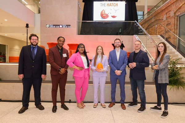 The Hatch 2023 Live presenters group photo in the Maurer Center on BGSU's campus.