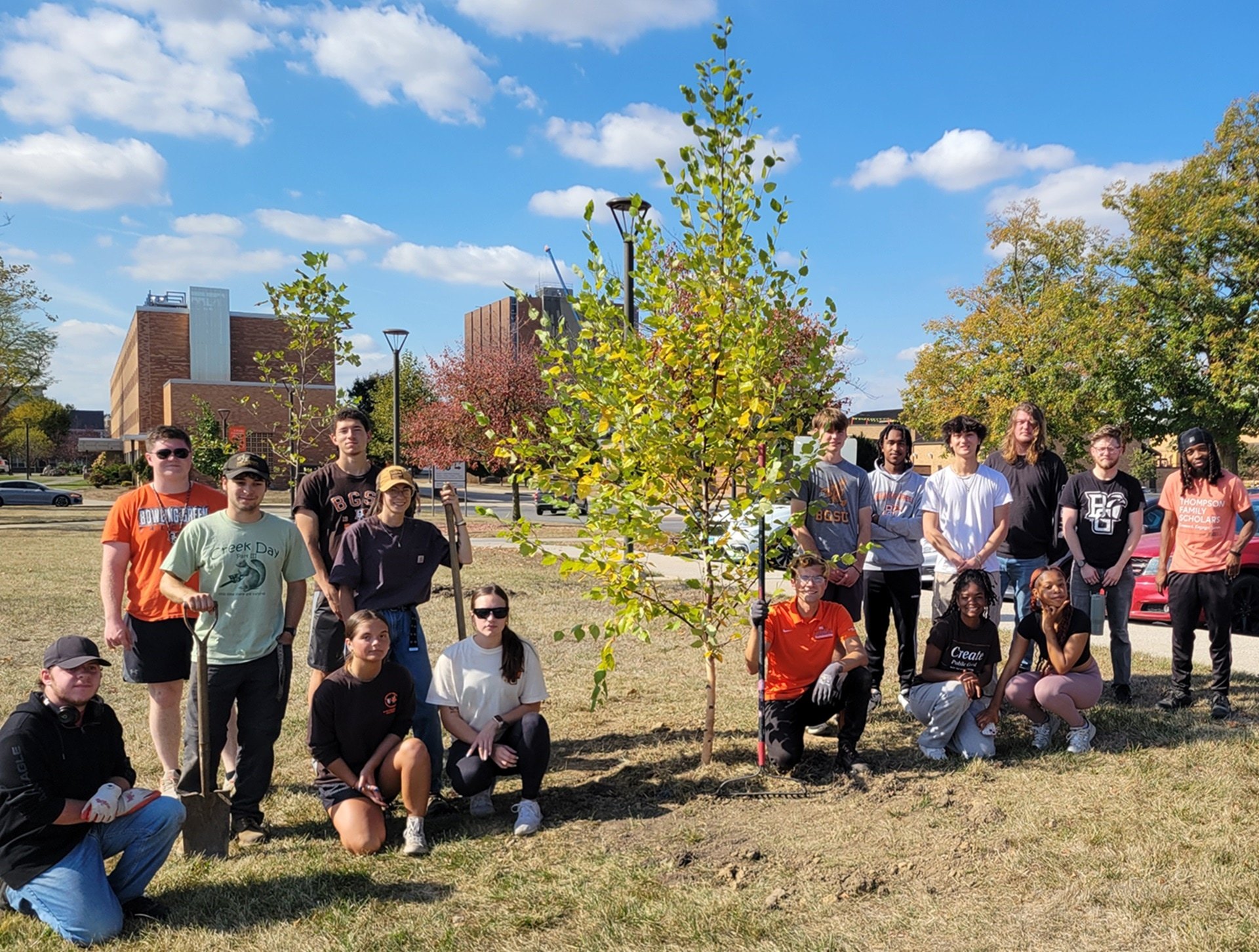 Fall 2025 tree planting at Harshman Quad