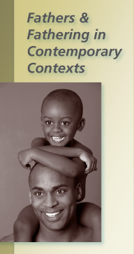 Image of young child on top of father's shoulders "Fathers & Fathering in Contemporary Contexts" conference