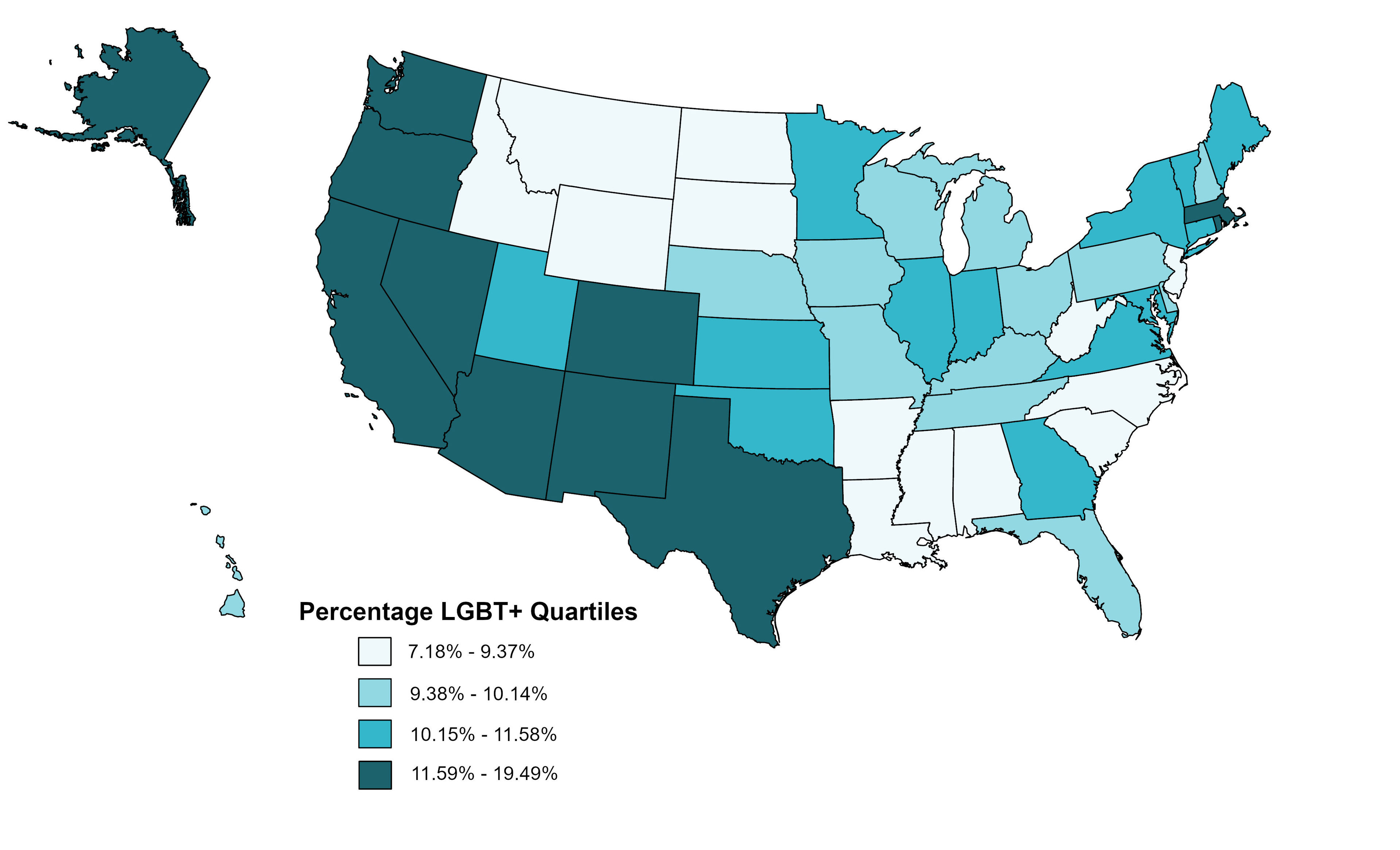 graph showing Figure 1. Map of LGBT+ Identification in the U.S., 2020-2021