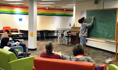 Keynote speaker Ariana Brown teaching writing workshop Radically Tender at BGSU’s Arts Village. 