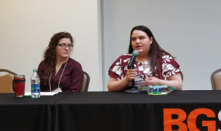 Heather Bloom and Megan Miner at the Subaltern Voices and Latinx Resistance panel