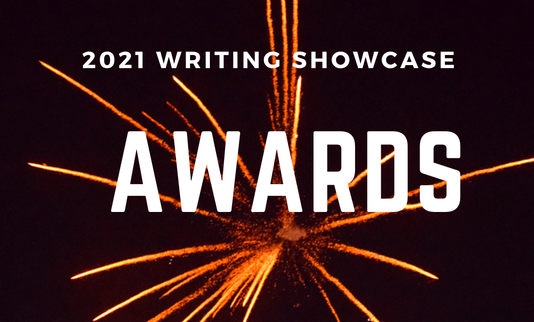 Orange Fireworks with text 2021 writing showcase awards