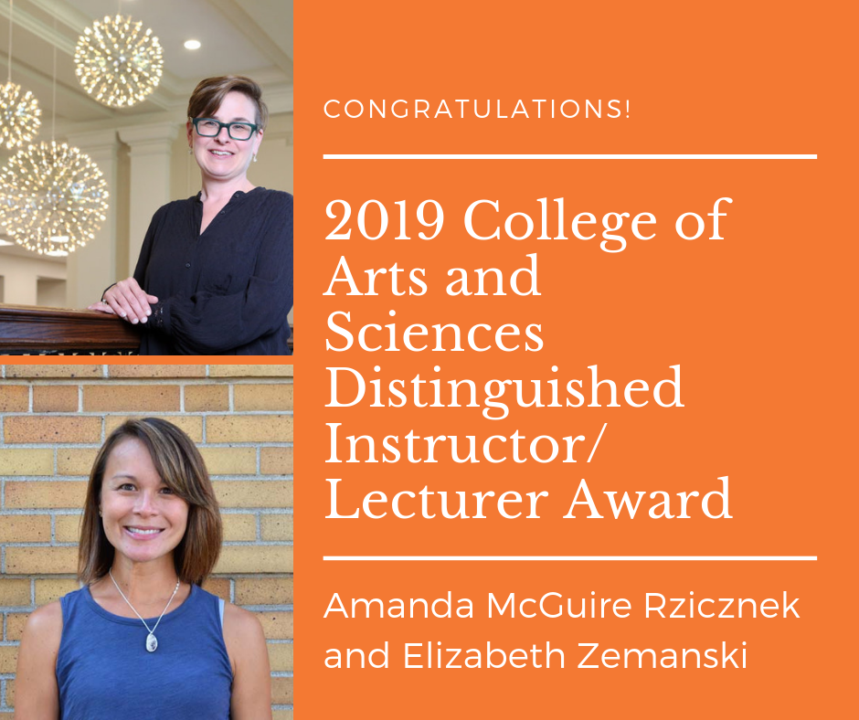 The image contains a picture of Amanda McGuire Rzicznek and Elizabeth Zemanski and the name of the award