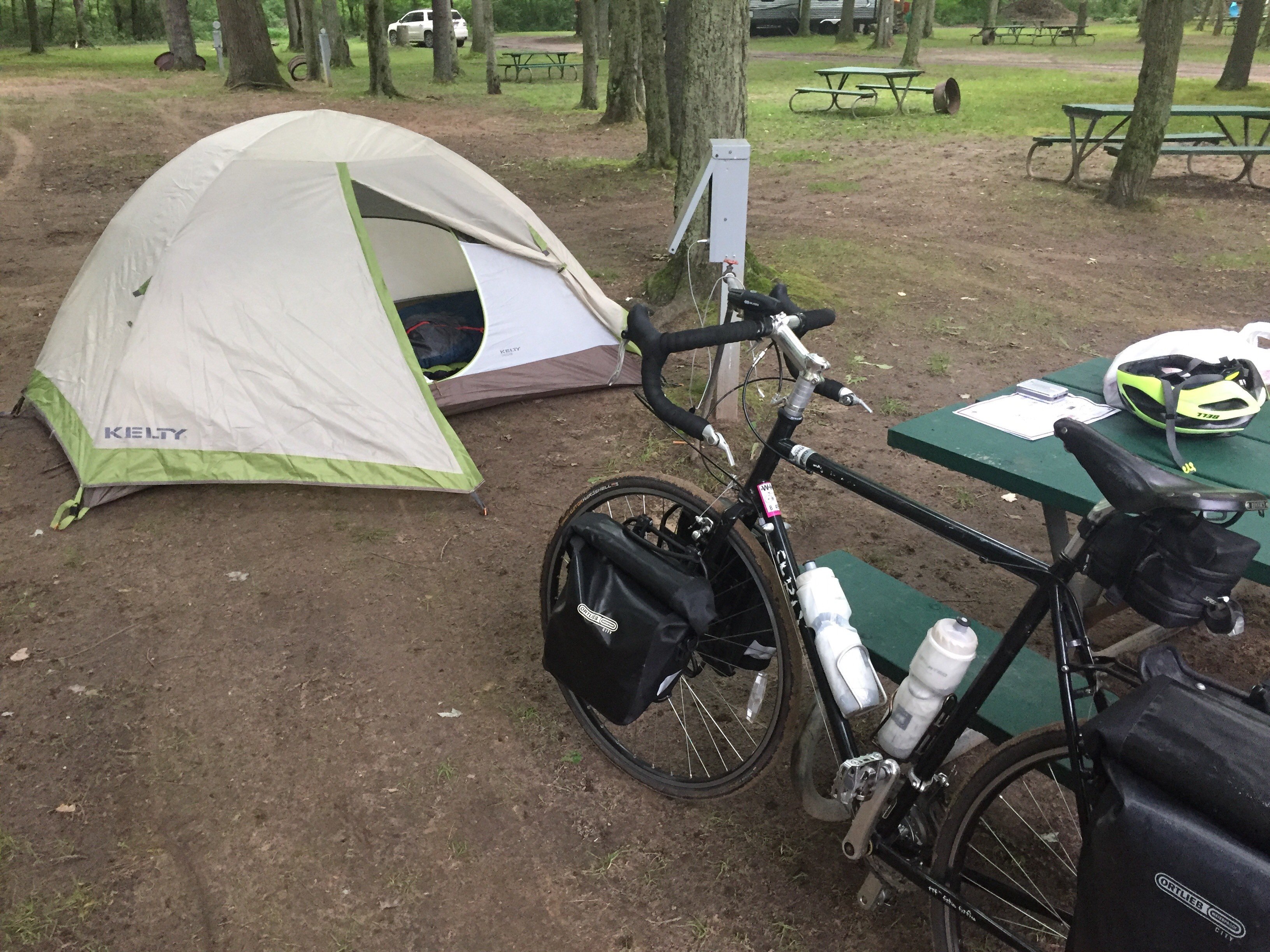 Neil's tent and bike along the Ride2CW path