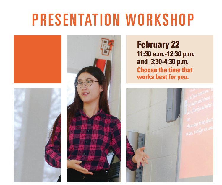 A flyer with details about the presentation workshop