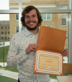 Jacob Clary, winner of the H & E Fisher Undergraduate Journalism Award.