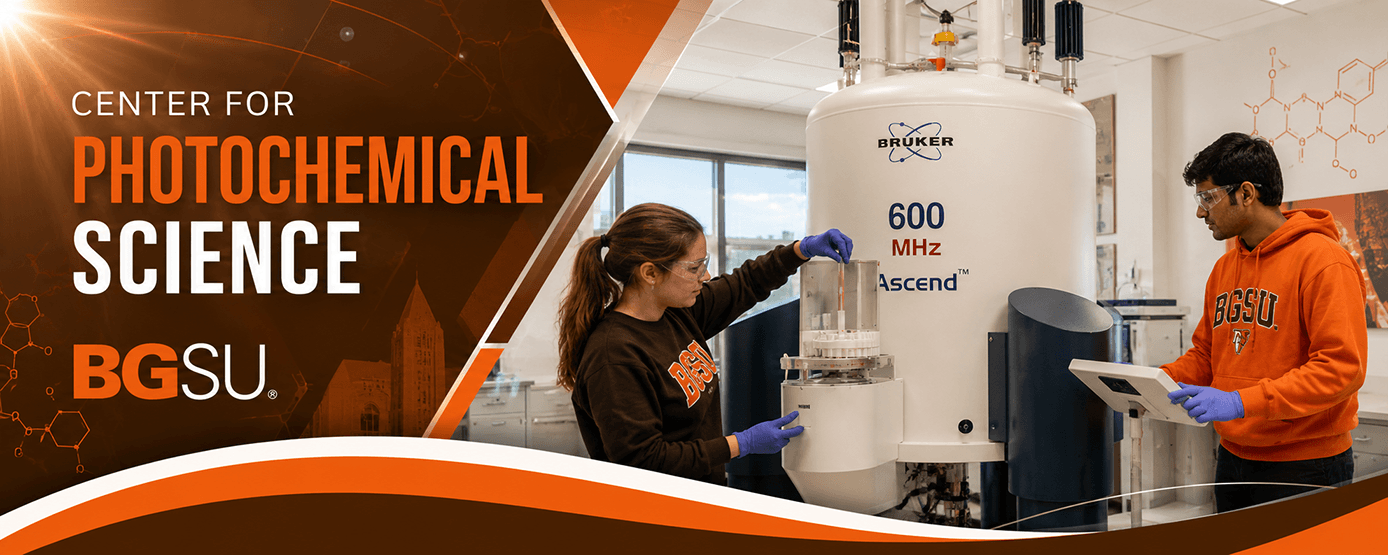 Chemistry banner showing students using an NMR