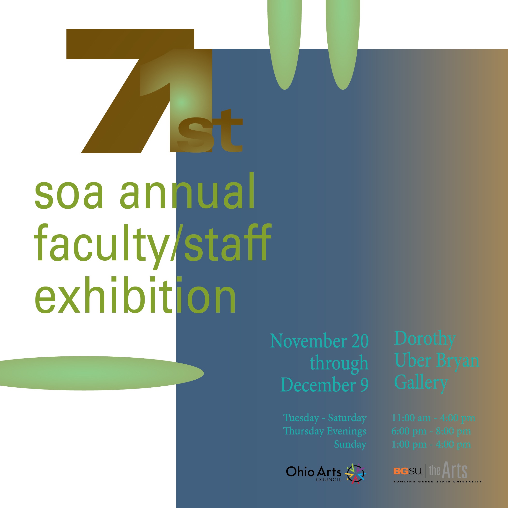 71st SOA annual faculty / staff exhibition, November 20th - December 9th, Dorothy Uber Bryan Gallery
