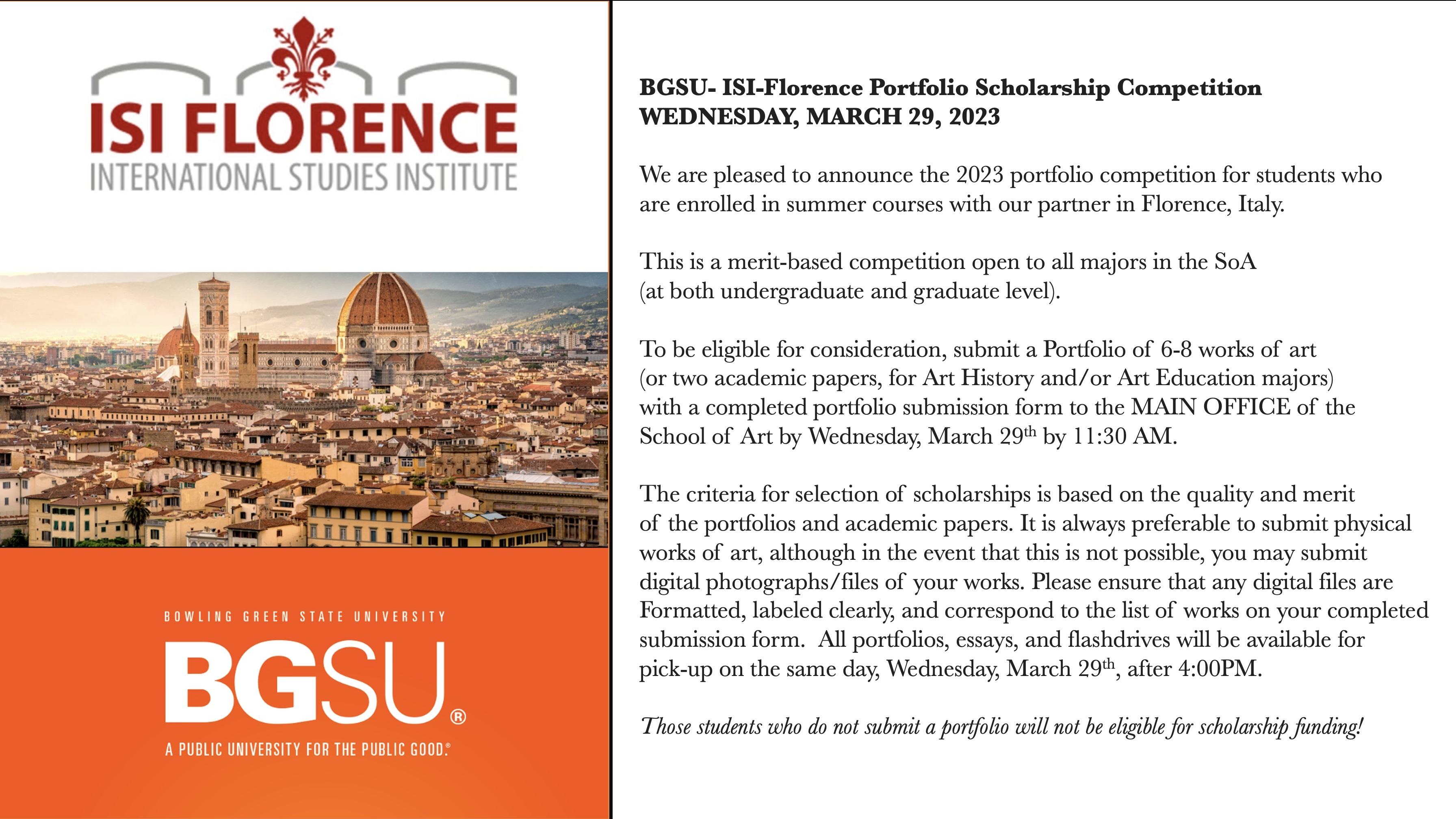 BGSU-ISI-Florence-Portfolio-Scholarship-2023