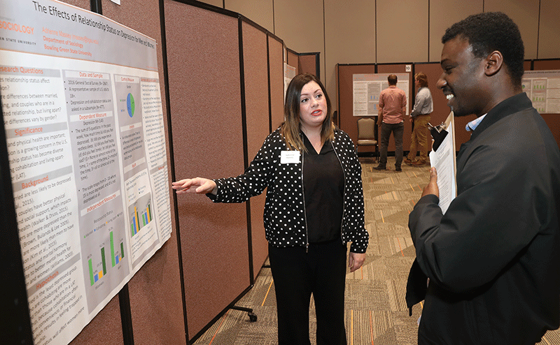 Adrienne Massey presents "The Effects of Relationship Status on Depression for Men and Women" at 2018 Capstone Poster Session