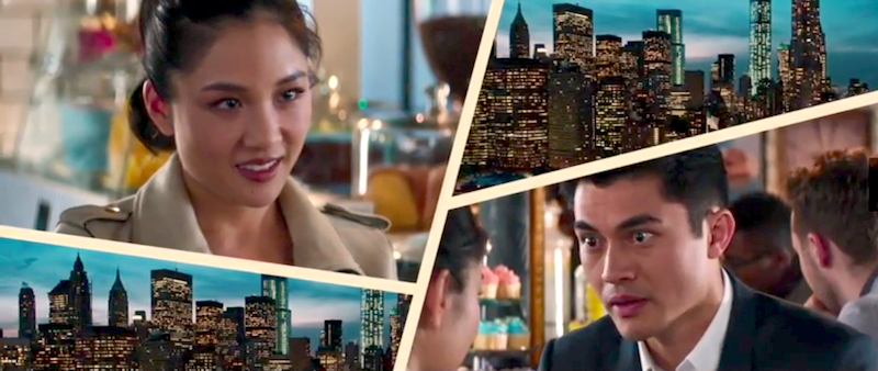 collage of Asian woman on left and Asian man on right -- collage from Crazy Rich Asians movie