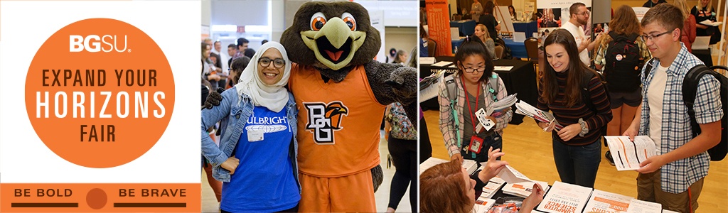 Expand Your Horizons Fair - Be Bold, Be Brave. Featuring opportunities in community engagement, education abroad, internships & co-ops, learning communities, experiential learning, volunteerism, and undergraduate research & scholarship.